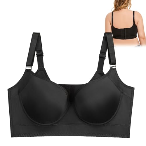 behound Back Smoothing Push-up Bra,Essentials Smoothing Comfort Wireless Bra,Back Fat Smoothing Bra Push Up for Women (Black,48) von behound