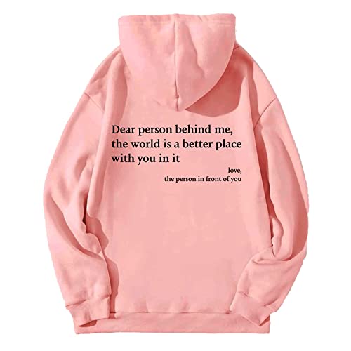 behound Dear Person Behind Me Hoodie, Personalized Sweatshirt, You Are Enough Sweatshirt Mental Health (Pink,2XL) von behound