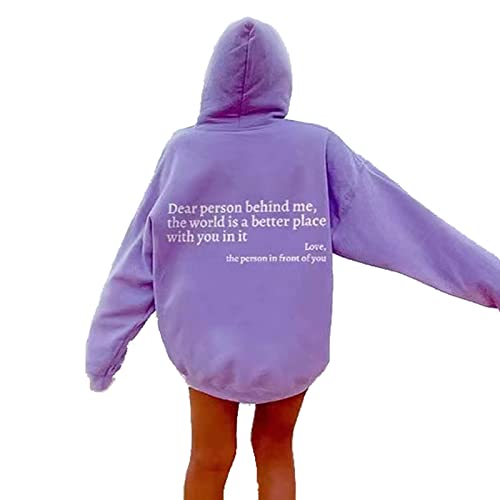behound Dear Person Behind Me Hoodie, Personalized Sweatshirt, You Are Enough Sweatshirt Mental Health (Purple,M) von behound