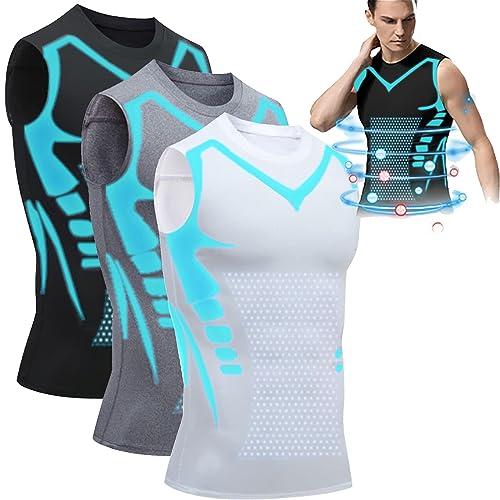 behound Energxcell Ionic Shaping Vest Vest - Build A Perfect Body, Men Body Shaper Slimming Vest Breathable Ice-Silk (3 Pcs All,X-Large) von behound