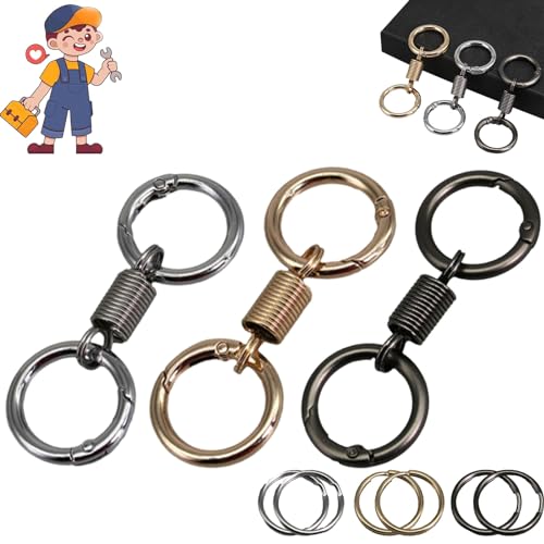 behound Nordic Retro Spring Double Ring Keychain, 3/4Pcs Spring Shaped Keychain Accessories, Spring Keychain Accessories, Wristlet Keychain Accessories, Spring Keychain (3 Pcs) von behound