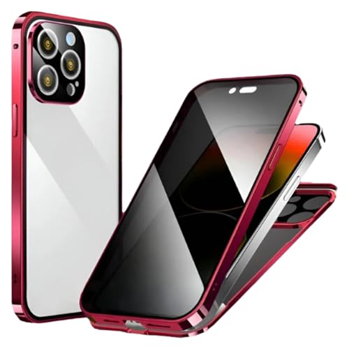 behound Stealth Case,Stealth Carbon Fiber Phone Case,Stealthcase Magnetic Privacy Case with Double Buckle for iPhone 11/12/13/14/15 Pro Max,Privacy Screen Protector Case for iPhone (12 Mini,Red) von behound