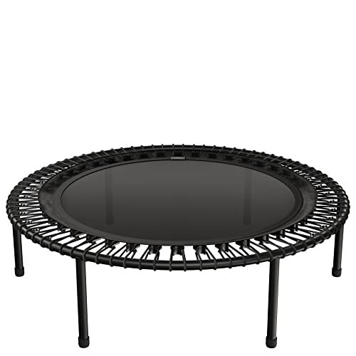 bellicon Fitness Trampolin 112cm (Schwarz) | Stabile Schraubbeine & Seilring-Federung bis zu 150 kg (Extra Stark) | 3-teiliger Rahmen | Made in Germany von bellicon