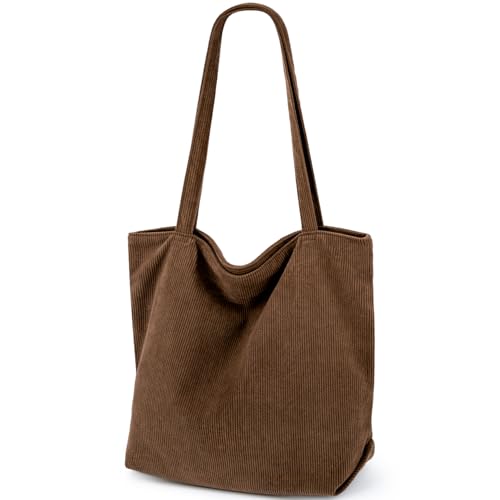 benpen Cord Tasche Damen,Handtasche Groß Shopper Tasche Umhängetasche Tote Bag mit Reißverschluss von benpen