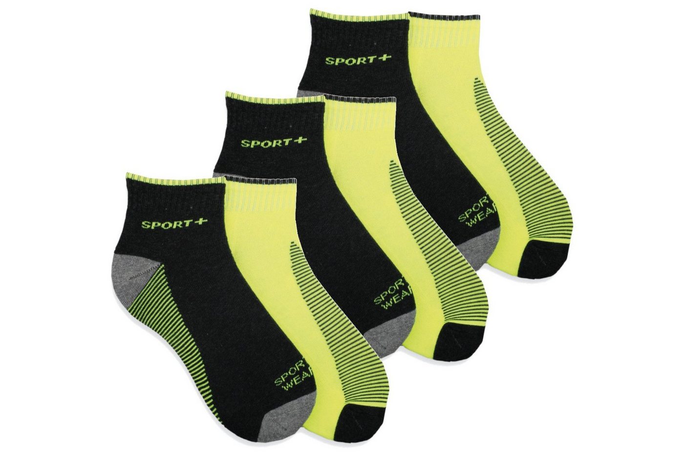 bentini Sneakersocken Sneakersocken Sport, 6 Paar schwarz gelb 35-38 (6-Paar) von bentini