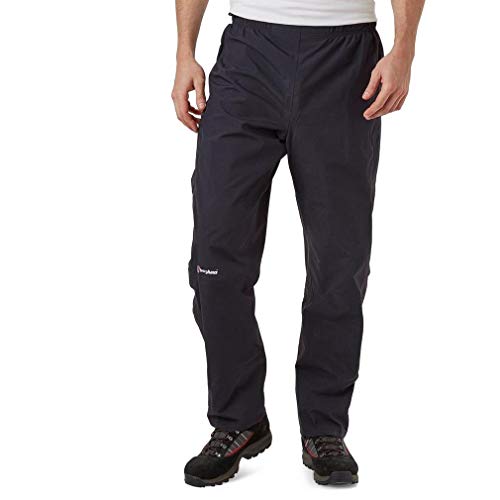 Berghaus Herren Hillwalker Hose, Langlebige, Bequeme Regenhose Atmungsaktive Wasserdichte Gore-Tex Wanderhose, Schwarz, XL Kurz 29 Zoll EU von Berghaus