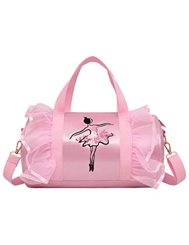 besbomig Prinzessin Tanztasche Balletttasche Umhängetasche Sporttasche Tasche Farbe pink Geschenk Dance Gym für Mädchen,Rosa von besbomig