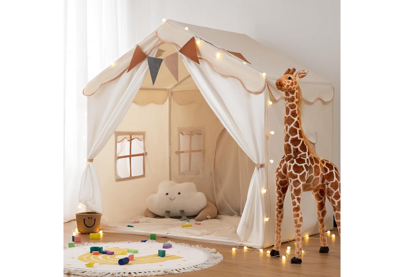 besrey Spielzelt 2 IN 1 Kinderzelt, Kinder Spielhaus Indoor mit Lichtern Prinzessin Zelt mit einem schönen Netzvorhang besrey Spielzelt 2 IN 1 Kinderzelt, Kinder Spielhaus Indoor mit Lichtern Prinzessin Zelt mit einem schönen Netzvorhang von besrey