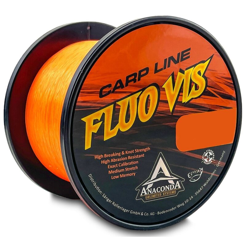 ANACONDA Carp Line Fluo Vis 0,28mm 6,35kg 1200m Fluo-Orange (0,02 € pro 1 m)
