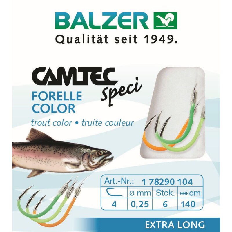 BALZER Camtec Forelle Farbig UV Gr.4 0,25mm 140cm 6Stk. BALZER Camtec Forelle Farbig UV Gr.4 0,25mm 140cm 6Stk.
