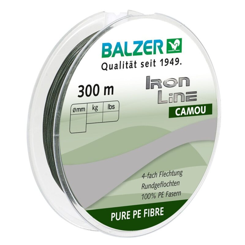 BALZER Iron Line 4 Camou 0,1mm 7,5kg 300m Dunkelgrün (0,05 € pro 1 m)