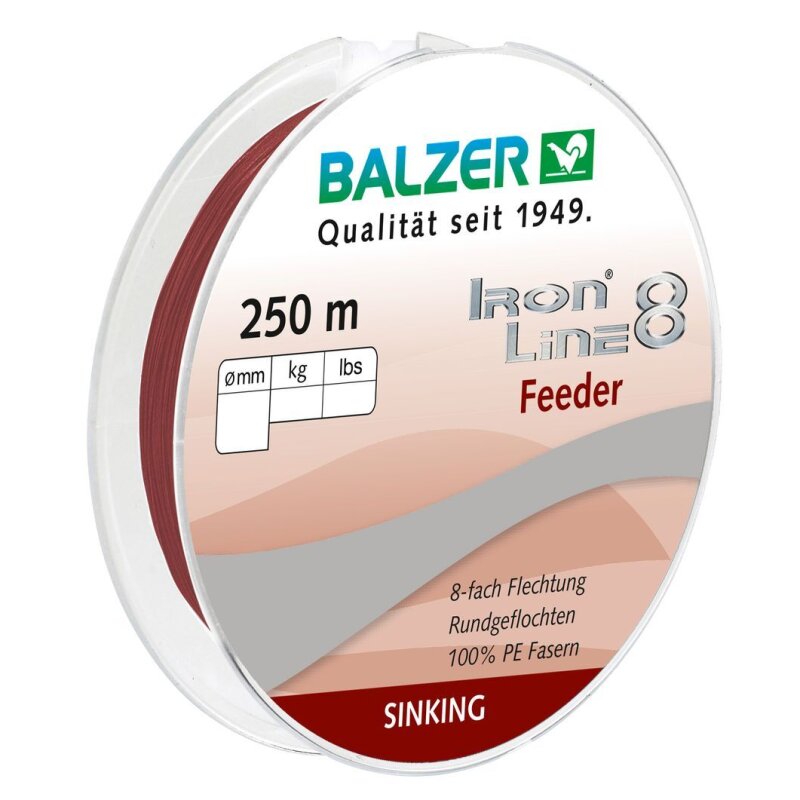 BALZER Iron Line 8 Feeder 0,12mm 9,8kg 250m Dunkelrot (0,10 € pro 1 m)