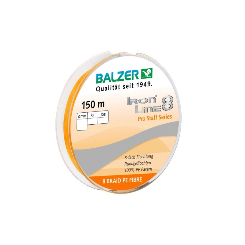 BALZER Iron Line 8 Spin 0,14mm 10,7kg 150m Orange (0,09 € pro 1 m)