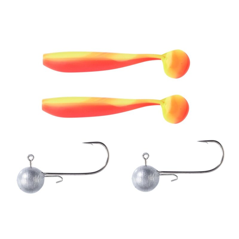 BALZER Shirasu Dorsch Gummi Set 12cm 15cm 60g 80g Gelb-Orange 2+2Stk.