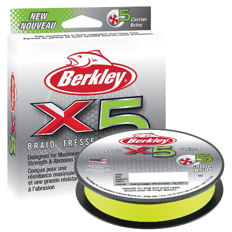 BERKLEY X5 Braid 0,08mm 7,6kg 150m Flame Green (0,10 € pro 1 m)
