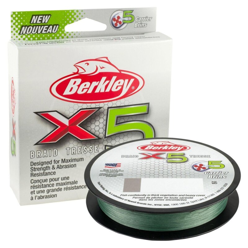 BERKLEY X5 Braid 0,17mm 17kg 15m Low-Vis Green (0,10 € pro 1 m)