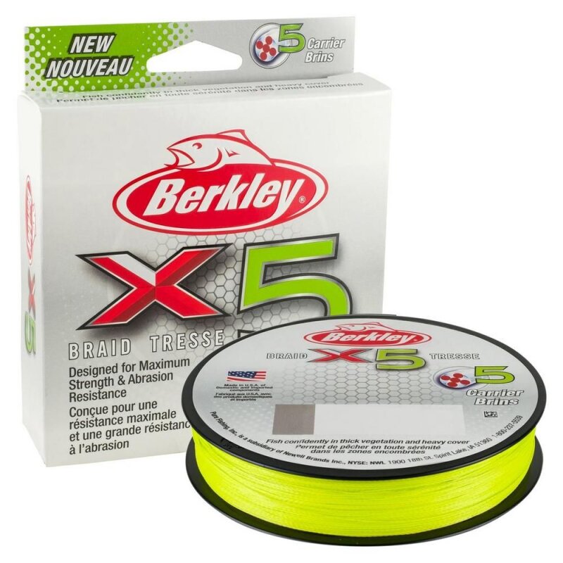 BERKLEY X5 Braid 0,1mm 9kg 150m Flame Green (0,10 € pro 1 m)