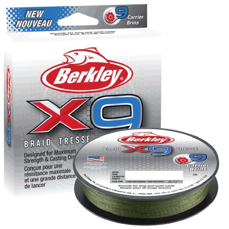 BERKLEY X9 Braid 0,06mm 6,4kg 300m Low Vis Green (0,11 € pro 1 m)