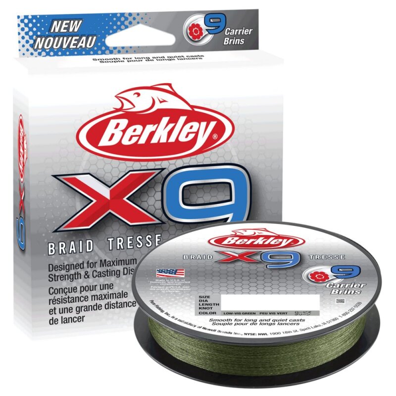 BERKLEY X9 Braid 0,4mm 45,6kg 150m Low Vis Green (0,14 € pro 1 m)