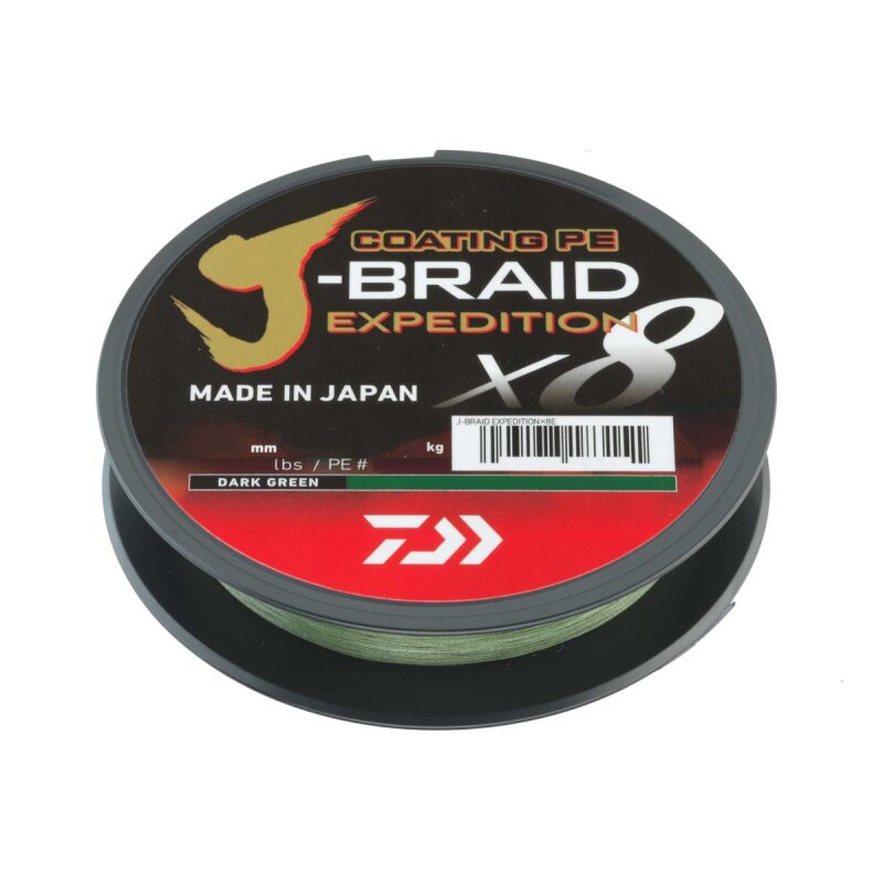 DAIWA J-Braid Expedition X8E 0,18mm 12,3kg 150m Dark Green DAIWA J-Braid Expedition X8E 0,18mm 12,3kg 150m Dark Green