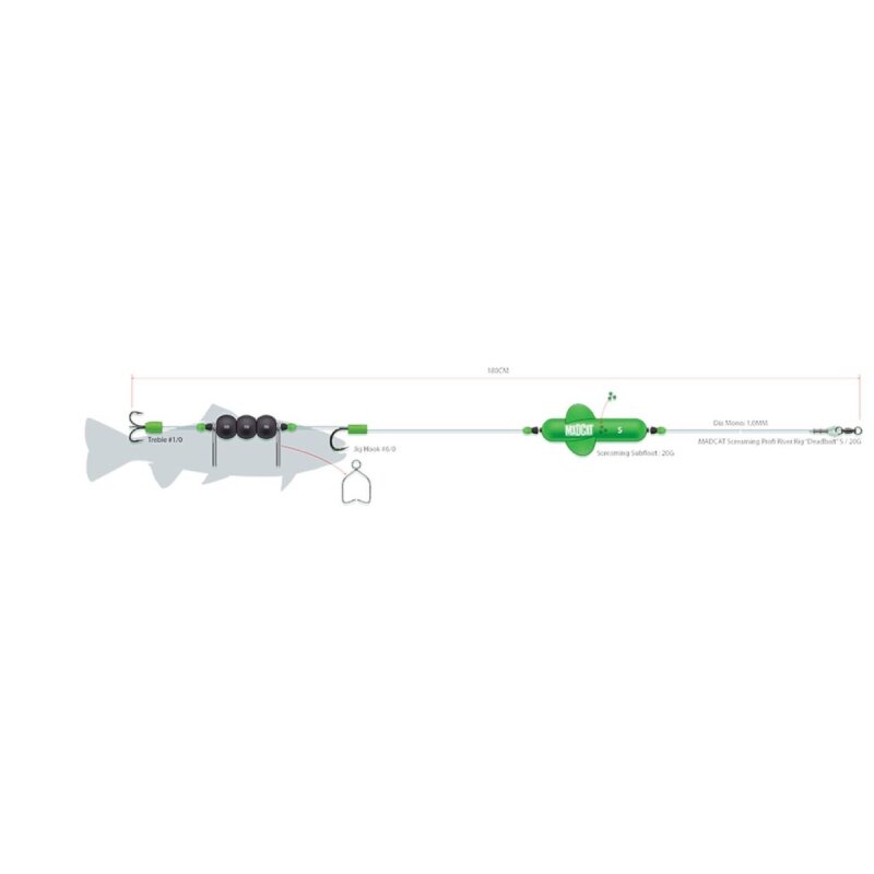 DAM Madcat Screaming Profi River Rig Deadbait S Gr.6/0 Gr.1/0 180cm...