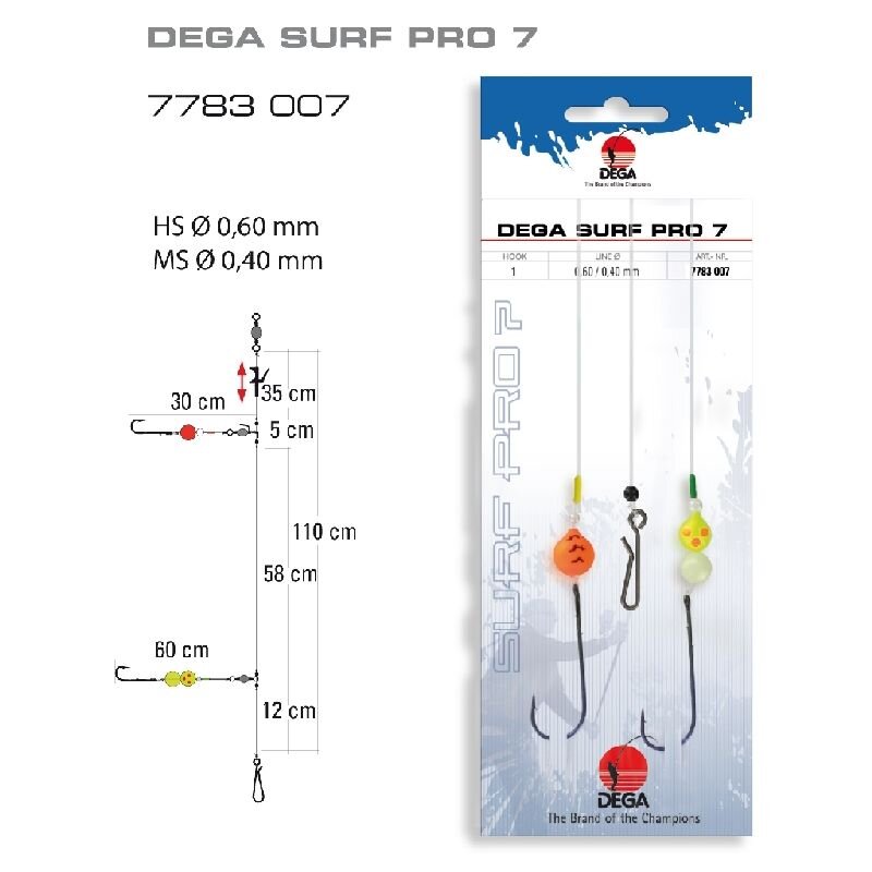 DEGA Brandungsvorfach Surf Pro 7 Gr.1 110cm 0,6mm 0,4mm DEGA Brandungsvorfach Surf Pro 7 Gr.1 110cm 0,6mm 0,4mm