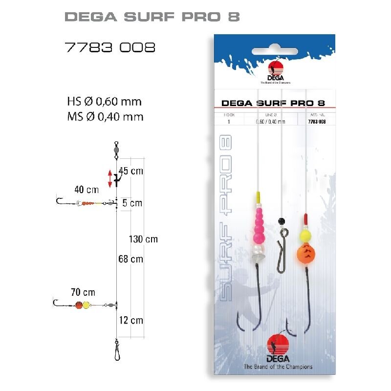 DEGA Brandungsvorfach Surf Pro 8 Gr.1 130cm 0,6mm 0,4mm DEGA Brandungsvorfach Surf Pro 8 Gr.1 130cm 0,6mm 0,4mm