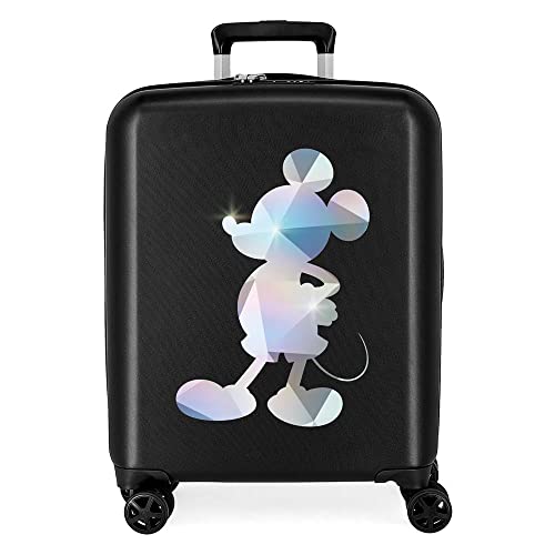 Disney 100 Special Shine Mickey Silver Kabinenkoffer, Schwarz, 40 x 55 x 20 cm, starres ABS, integriertes TSA-Schloss, 38,4 l, 2,82 kg, 4 Doppelrollen, Handgepäck von Disney