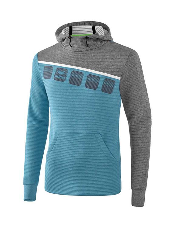 Erima 5-C Kapuzensweat Erwachsene oriental blue melange/grau...