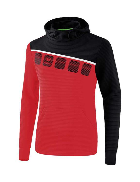 Erima 5-C Kapuzensweat Kinder rot/schwarz/wei? 1071902 Gr. 128