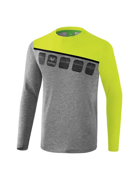 Erima 5-C Longsleeve Erwachsene grau melange/lime pop/schwarz...