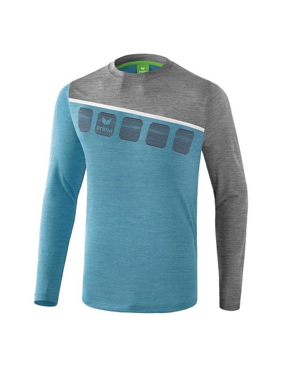 Erima 5-C Longsleeve Erwachsene oriental blue melange/grau...