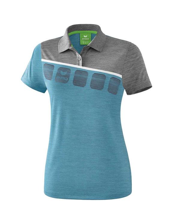 Erima 5-C Poloshirt Damen oriental blue melange/grau melange/wei?...