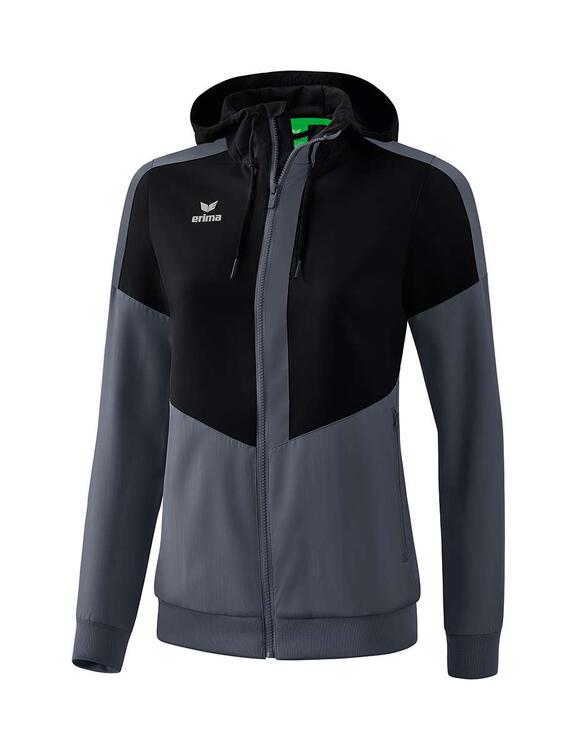 Erima Squad Tracktop Jacke mit Kapuze schwarz/slate grey Damen...