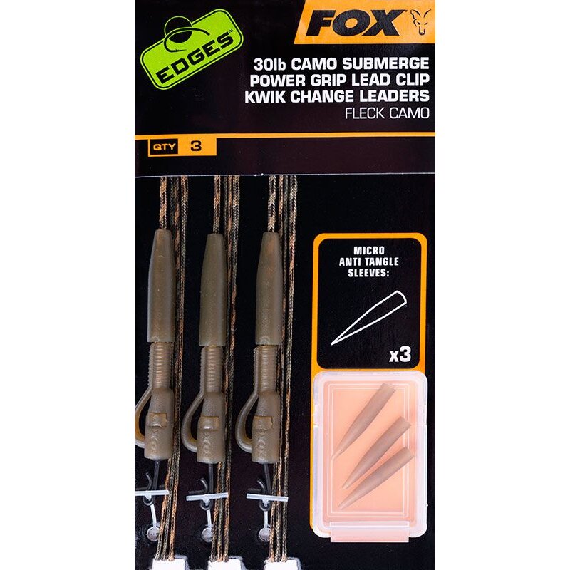 FOX Edges Camo Submerge Power Grip Lead Clip Kwik Change Kit 75cm...