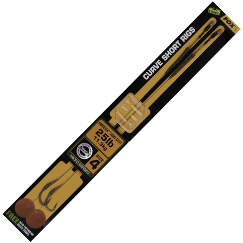 FOX Edges Curve Short Rigs Camotex Semi Stiff Gr.4 11,3kg 2Stk. FOX Edges Curve Short Rigs Camotex Semi Stiff Gr.4 11,3kg 2Stk.