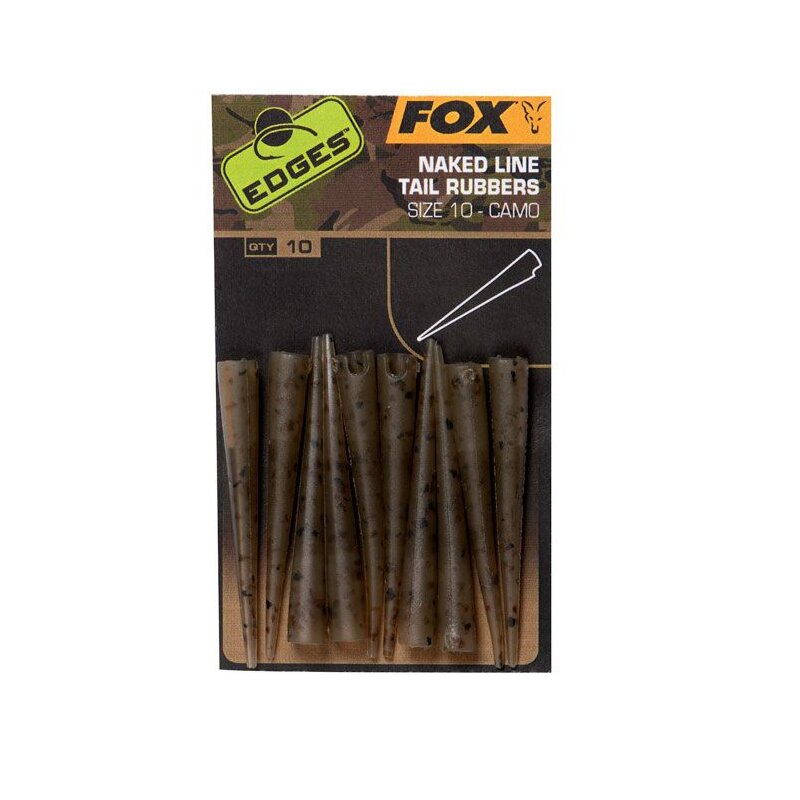 FOX Edges Naked Line Tail Rubbers Gr.10 Camo 10Stk.