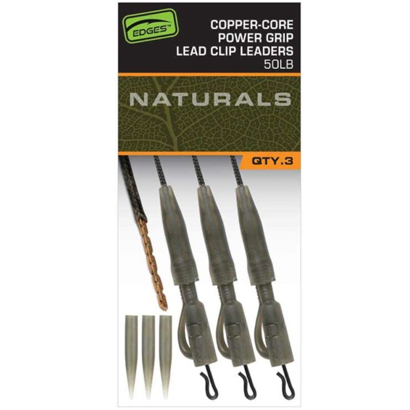 FOX Edges Naturals Copper-Core Power Grip Lead Clip Leaders 75cm 3Stk. FOX Edges Naturals Copper-Core Power Grip Lead Clip Leaders 75cm 3Stk.