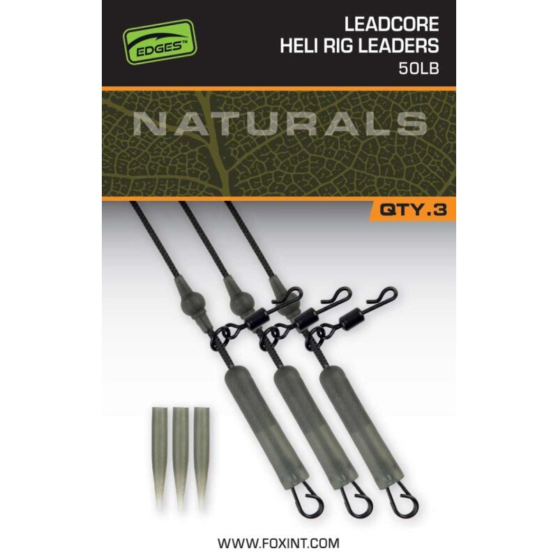 FOX Edges Naturals Leadcore Heli Rig Leaders 50lb 75cm 22,7kg 6x3Stk.