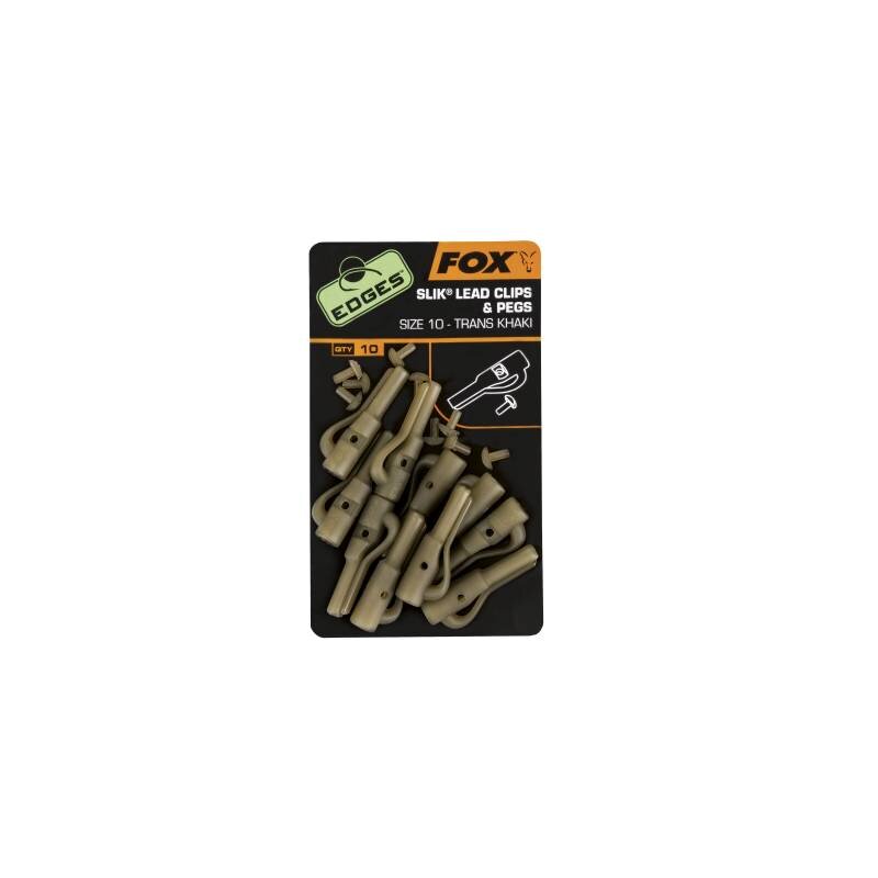 FOX Edges Size 10 Slik Lead Clip + Pegs - Trans Khaki FOX Edges Size 10 Slik Lead Clip + Pegs - Trans Khaki