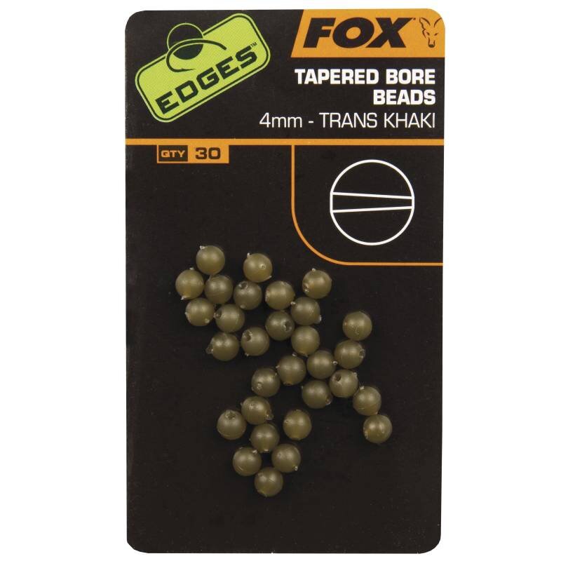 FOX Edges Tapered Bore Beads 4mm Trans Khaki 30Stk. FOX Edges Tapered Bore Beads 4mm Trans Khaki 30Stk.