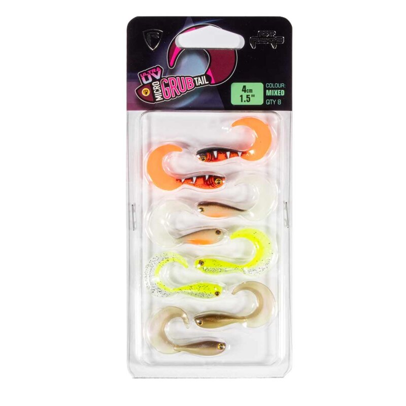 FOX RAGE UV Micro Grub 4cm Mixed Colour 8Stk. FOX RAGE UV Micro Grub 4cm Mixed Colour 8Stk.