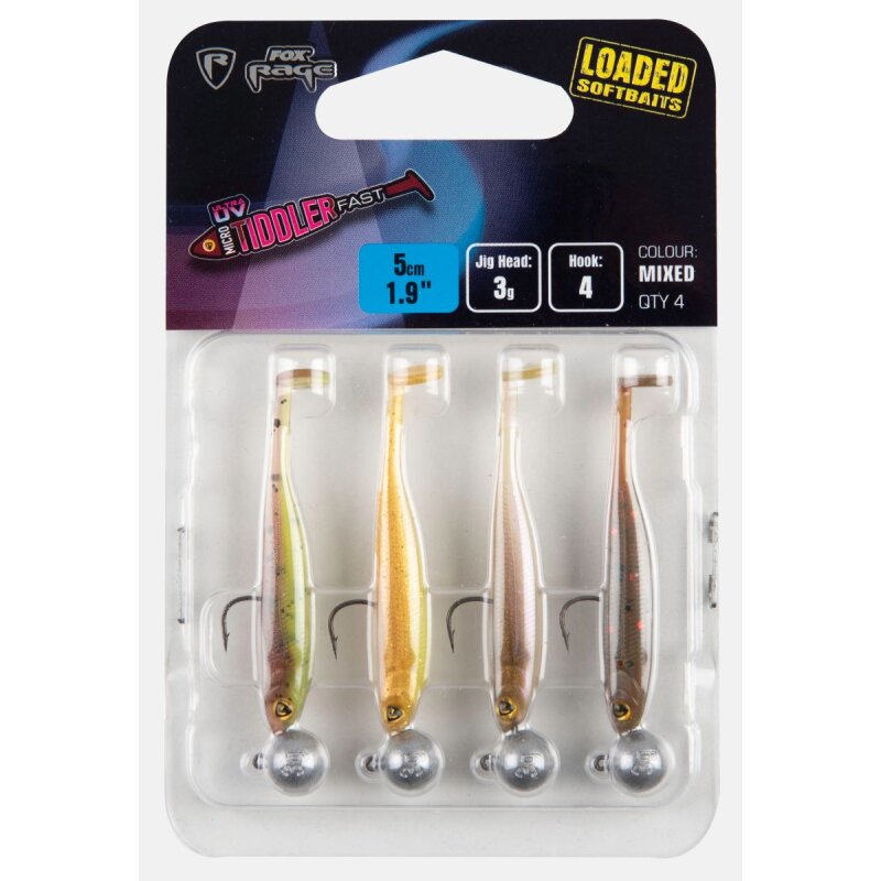 FOX RAGE Loaded Micro Tiddler Gr.4 3g 5cm Ultra UV Mix Colours 4Stk. FOX RAGE Loaded Micro Tiddler Gr.4 3g 5cm Ultra UV Mix Colours 4Stk.