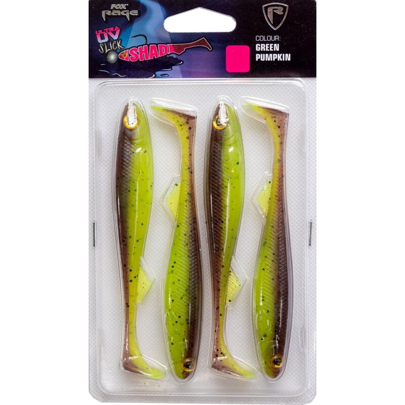 FOX RAGE Slick Shad 13cm 12g Ultra UV Green Pumpkin Pack 4Stk. FOX RAGE Slick Shad 13cm 12g Ultra UV Green Pumpkin Pack 4Stk.