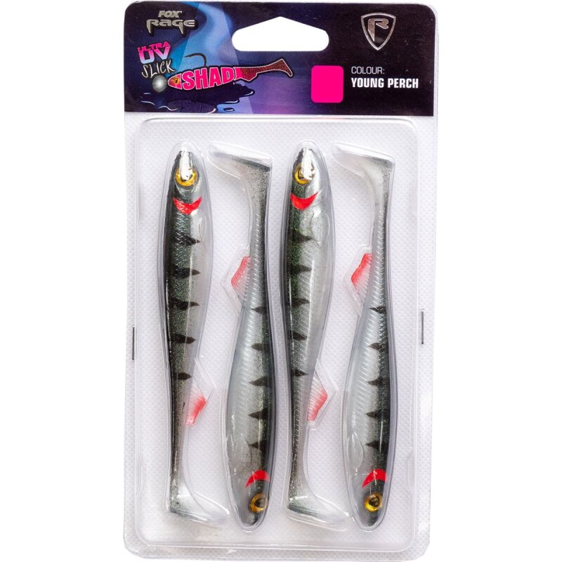 FOX RAGE Slick Shad 9cm 5g Ultra UV Young Perch Pack 5Stk. FOX RAGE Slick Shad 9cm 5g Ultra UV Young Perch Pack 5Stk.