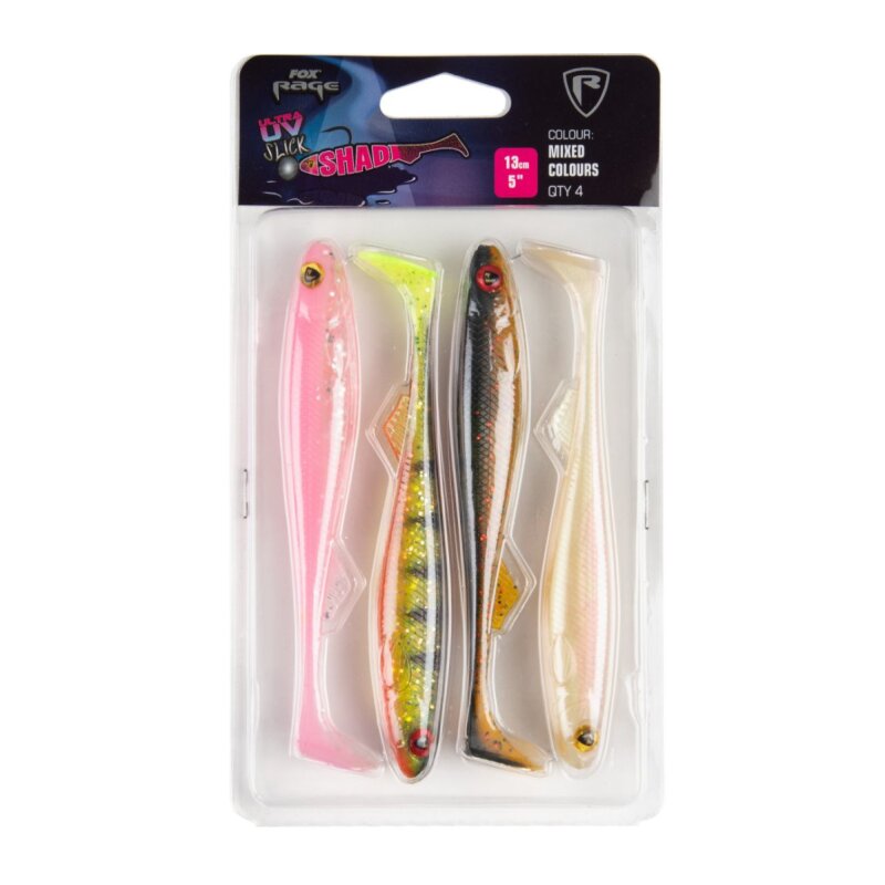 FOX RAGE Slick Shad 13cm 12g Ultra UV Mixed Colours II 4Stk. FOX RAGE Slick Shad 13cm 12g Ultra UV Mixed Colours II 4Stk.