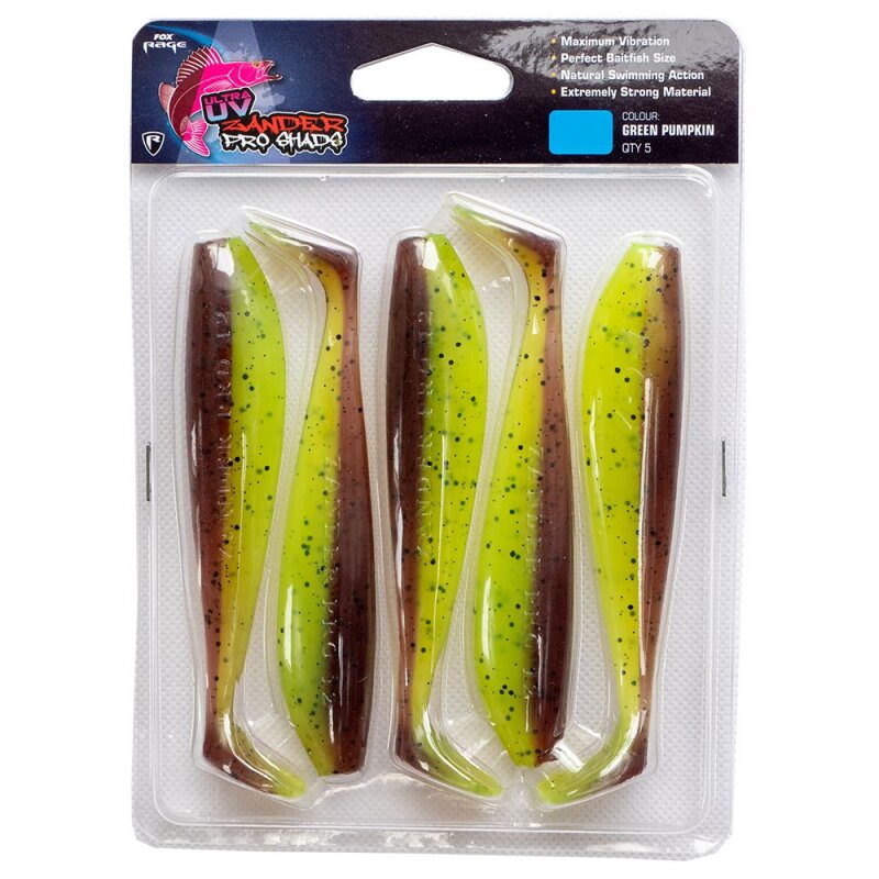 FOX RAGE Zander Pro Shad 12cm 11g Ultra UV Green Pumpkin 5Stk. FOX RAGE Zander Pro Shad 12cm 11g Ultra UV Green Pumpkin 5Stk.