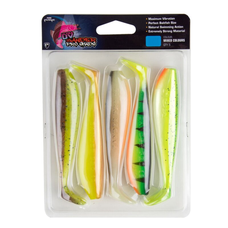 FOX RAGE Zander Pro Shad 10cm 8g Ultra UV Mixed Colours II 5Stk.