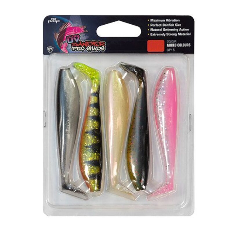 FOX RAGE Zander Pro Shad 10cm 8g Ultra UV Mixed Colours I 5Stk.