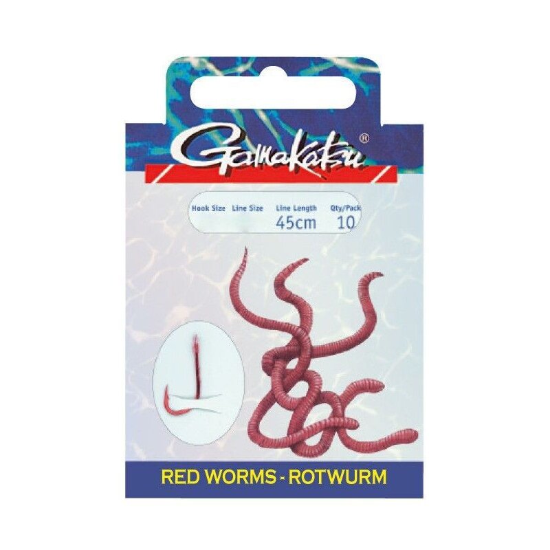 GAMAKATSU Hook BKS-5260R Rotwurm Gr.8 45cm 0,20mm Rot 10Stk. GAMAKATSU Hook BKS-5260R Rotwurm Gr.8 45cm 0,20mm Rot 10Stk.